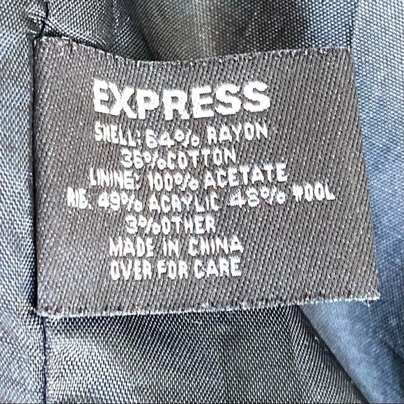 Vtg Express Faux Fur Wool Blend Ribbed Full Zip Jacket Size M - Picture 8 of 10